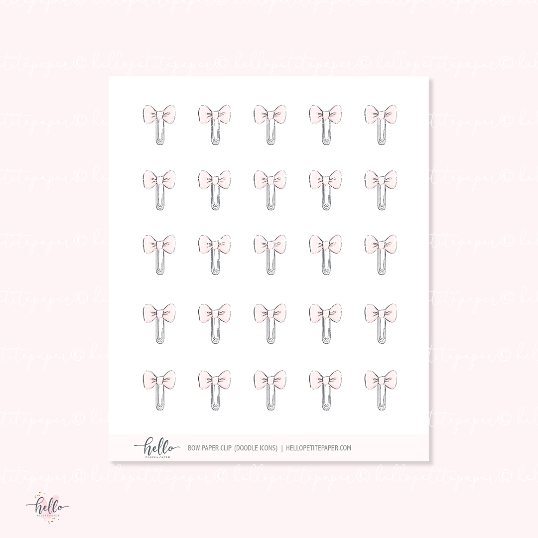 Doodle Icons (BOW CLIP) | hand-drawn planner stickers