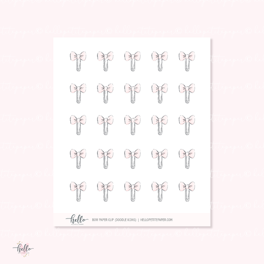 Doodle Icons (BOW CLIP) | hand-drawn planner stickers