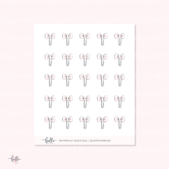 Doodle Icons (BOW CLIP) | hand-drawn planner stickers