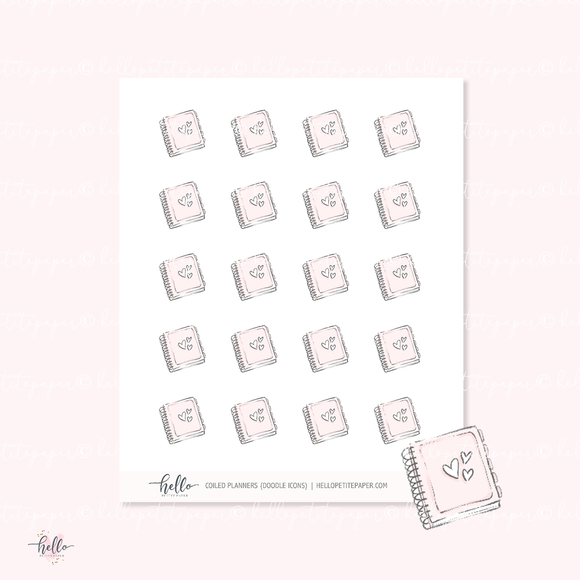 Doodle Icons (COILED PLANNER) | hand-drawn planner stickers
