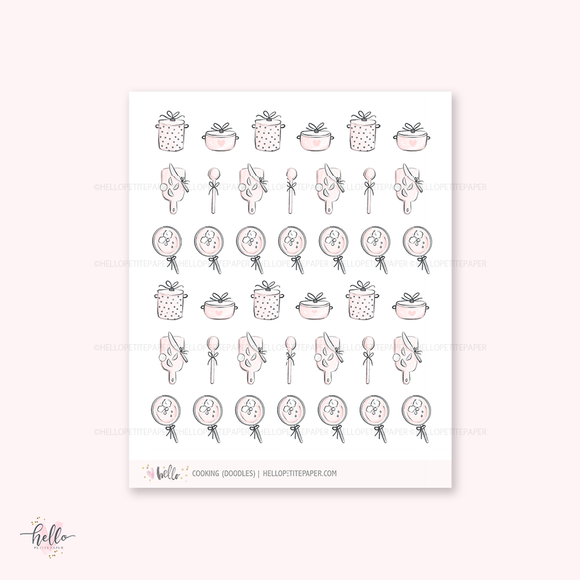 Doodle icons (COOK) - planner stickers