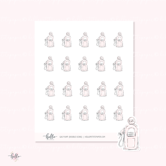 Doodle Icons (GAS PUMP) | hand-drawn planner stickers