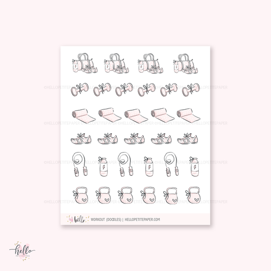 Doodle icons (GYM) - planner stickers