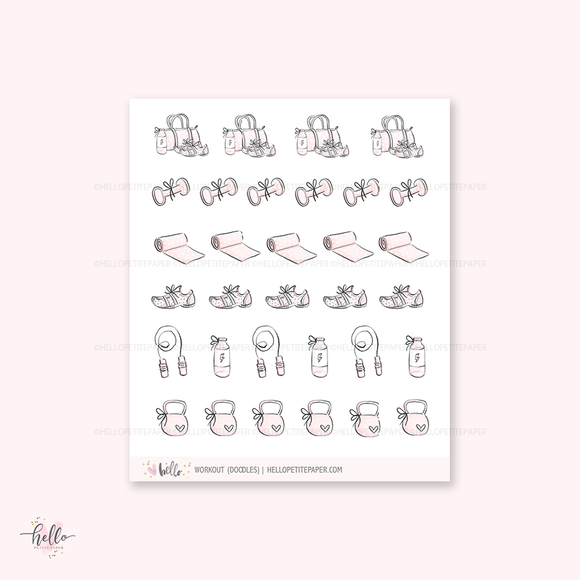 Doodle icons (GYM) - planner stickers