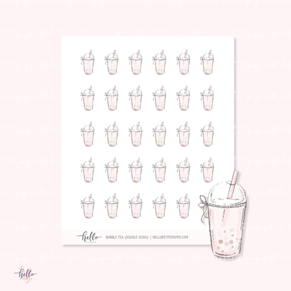 Doodle Icons (BUBBLE TEA) | hand-drawn planner stickers