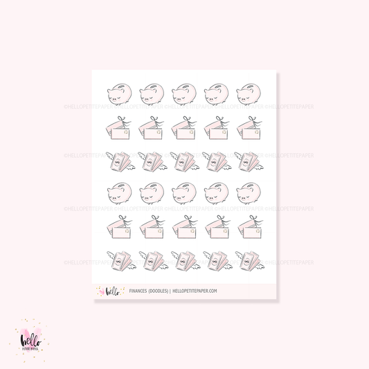 Doodle icons (FINANCES) - planner stickers