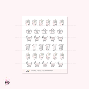 Doodle icons (GROCERIES) - planner stickers
