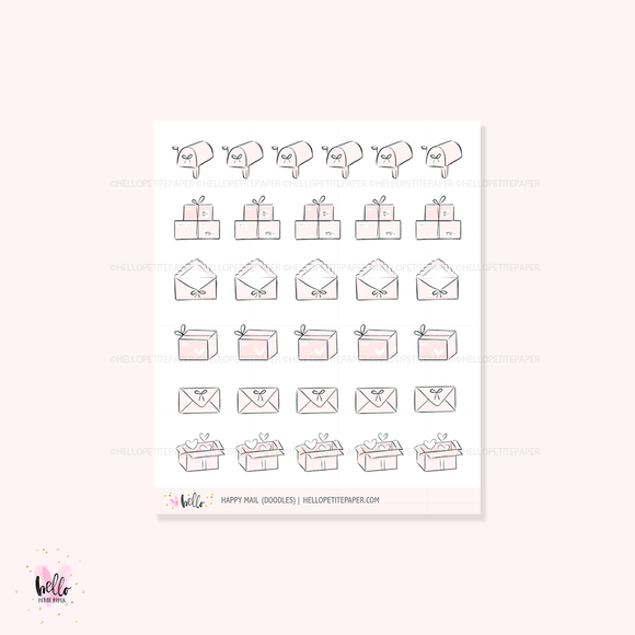 Doodle icons (HAPPY MAIL) - planner stickers