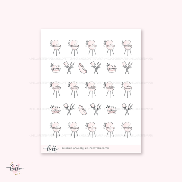 Doodle icons (BARBECUE) - planner stickers