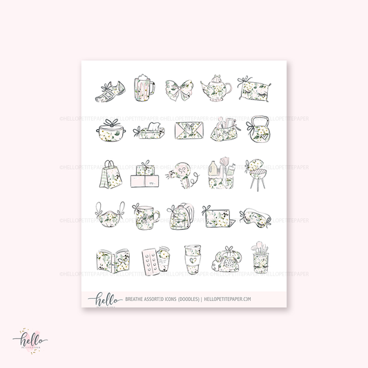 Doodle icons (breathe) - planner stickers