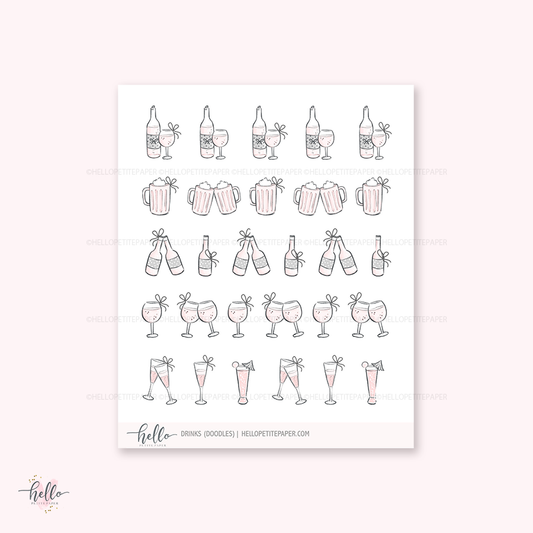 Doodle icons (DRINKS) - planner stickers