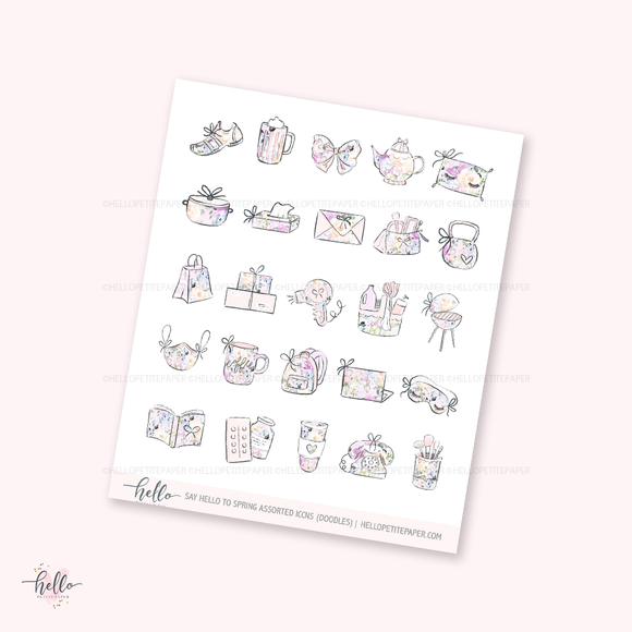 Doodle icons (say hello to spring) - planner stickers