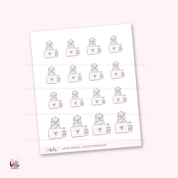 Doodle icons (LAPTOP)  -  hand-drawn planner stickers