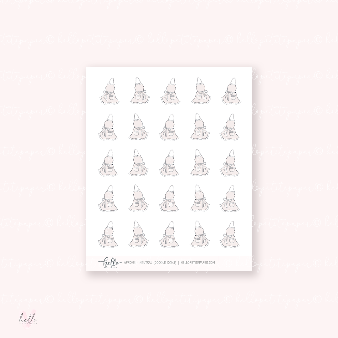 Doodle Icons (APRONS) | hand-drawn planner stickers