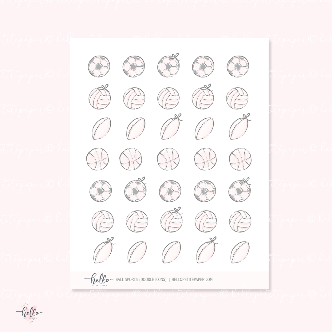 Doodle Icons (BALL GAMES) | hand-drawn planner stickers