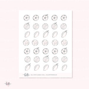 Doodle Icons (BALL GAMES) | hand-drawn planner stickers