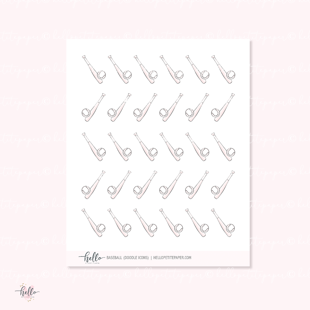 Doodle Icons (BASEBALL) | hand-drawn planner stickers