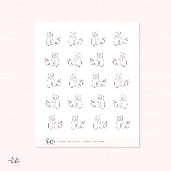 Doodle Icons (BOWLING) | hand-drawn planner stickers