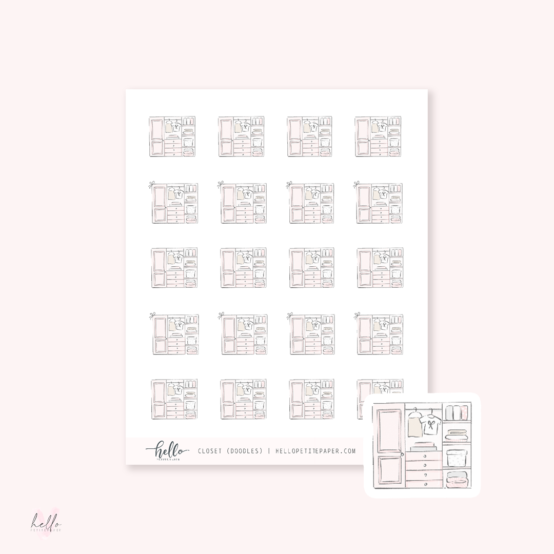 Doodle icons (CLOSET) - planner stickers