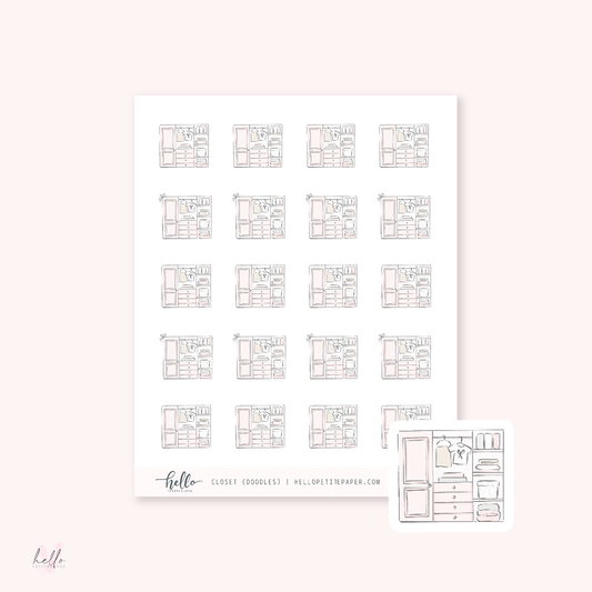 Doodle icons (CLOSET) - planner stickers