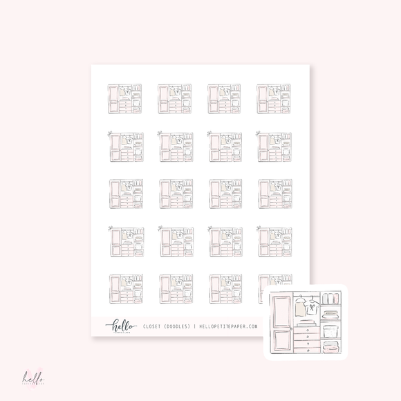 Doodle icons (CLOSET) - planner stickers