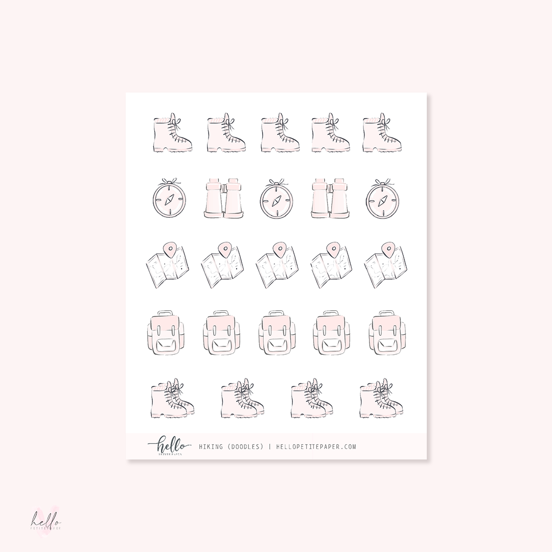 Doodle icons (HIKING) - planner stickers