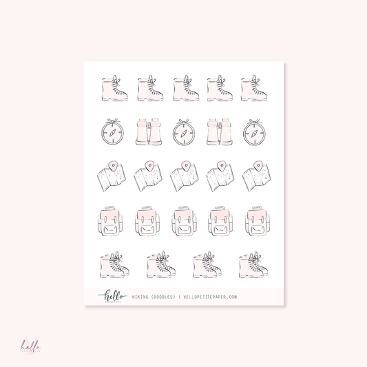 Doodle icons (HIKING) - planner stickers