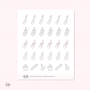 Doodle Icons (MUSIC) | hand-drawn planner stickers