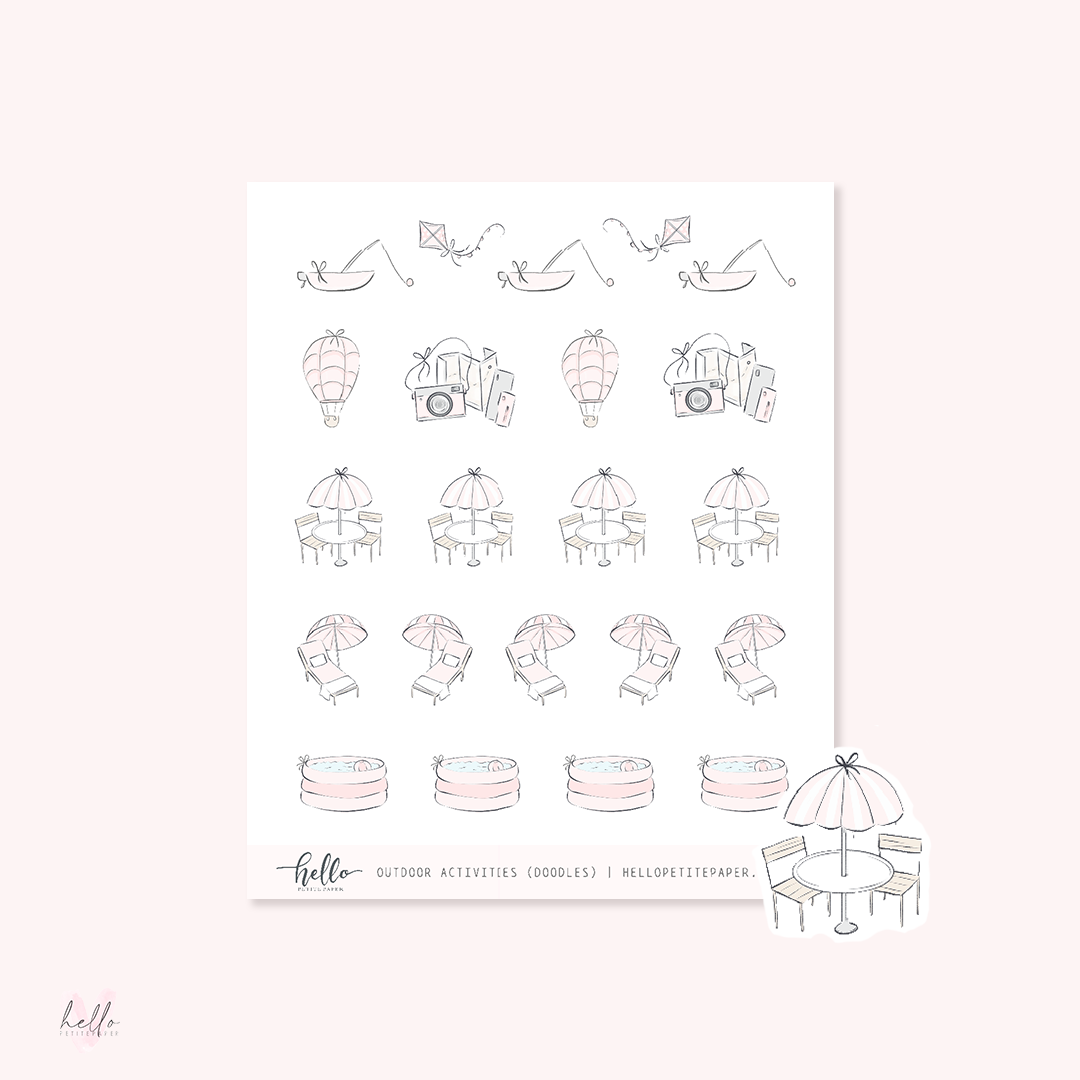 Doodle icons (OUTDOOR ACTIVITIES) - planner stickers