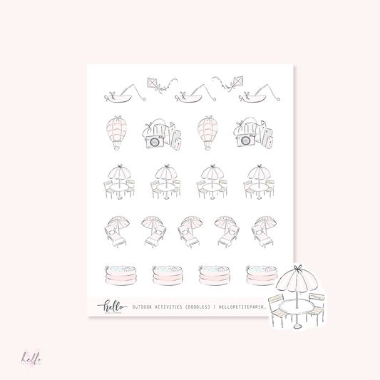 Doodle icons (OUTDOOR ACTIVITIES) - planner stickers