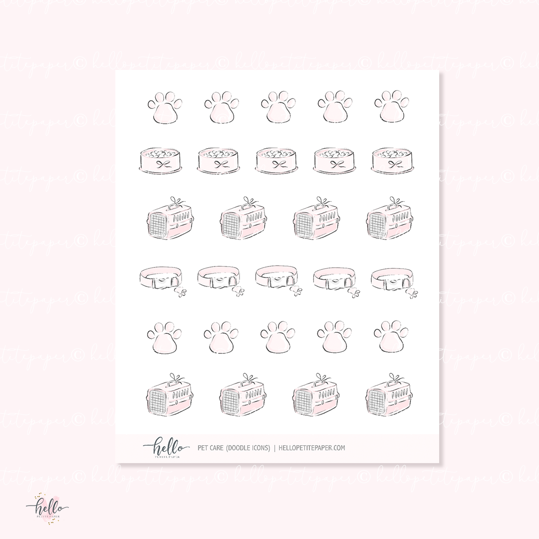 Doodle Icons (PET CARE) | hand-drawn planner stickers