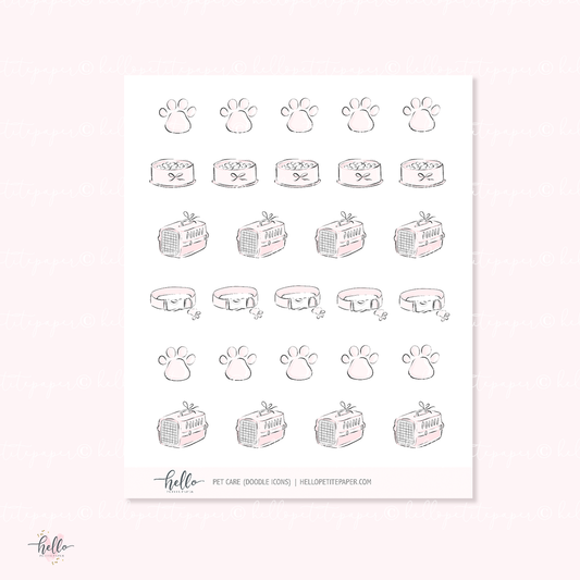 Doodle Icons (PET CARE) | hand-drawn planner stickers