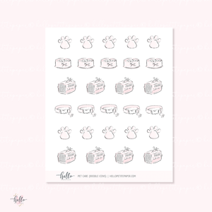 Doodle Icons (PET CARE) | hand-drawn planner stickers