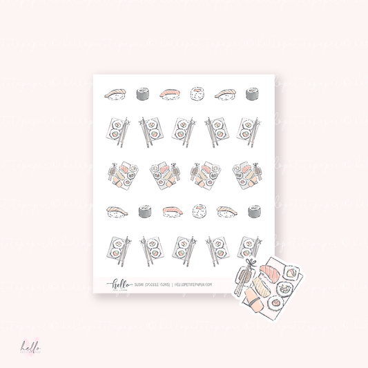 Doodle Icons (SUSHI) | hand-drawn planner stickers