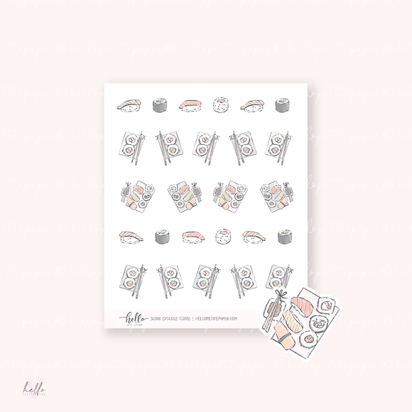 Doodle Icons (SUSHI) | hand-drawn planner stickers
