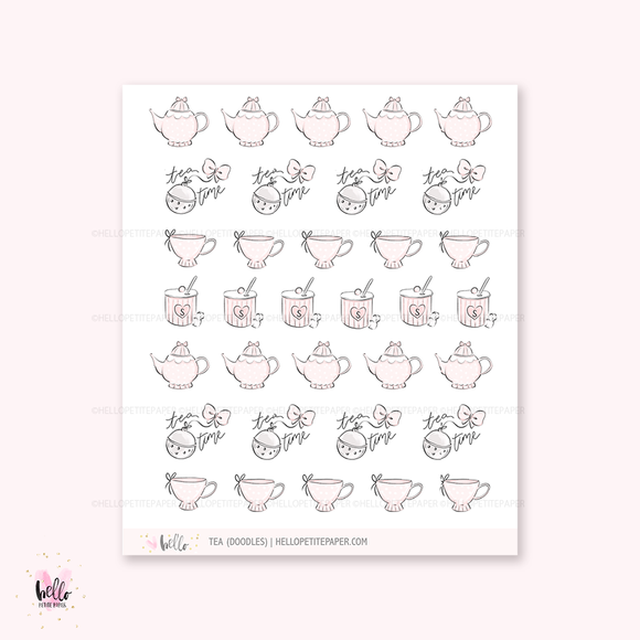 Doodle icons (TEA) - planner stickers
