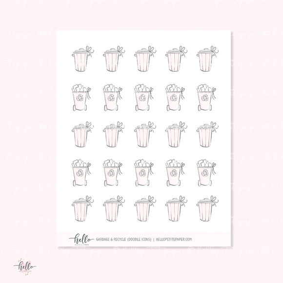 Doodle Icons (TRASH) | hand-drawn planner stickers