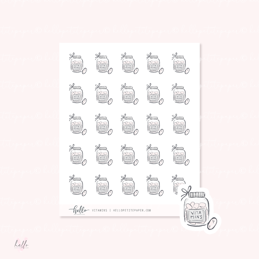 Doodle icons (VITAMINS) - planner stickers