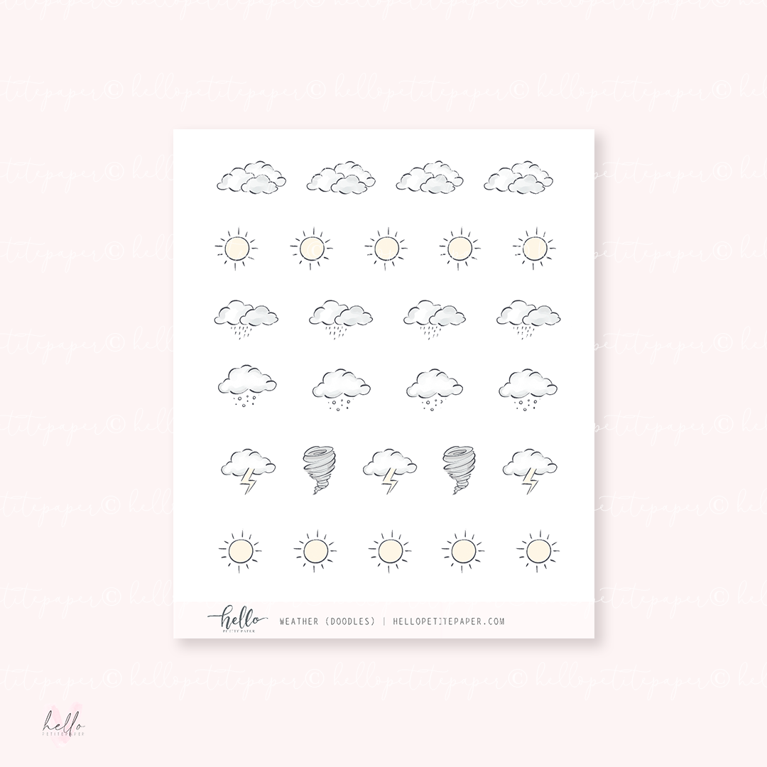 Doodle icons (WEATHER) - planner stickers