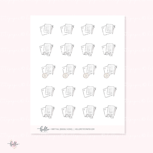 Doodle Icons (WRITTING) | hand-drawn planner stickers