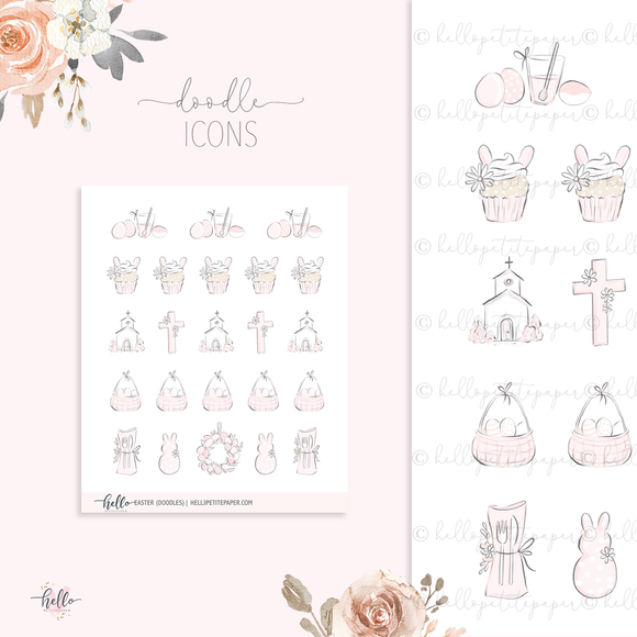 Doodle icons (EASTER) - planner stickers