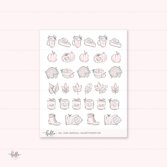 Doodle icons (FALL) - planner stickers