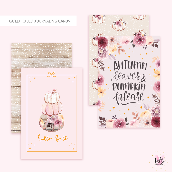 2 Gold Foil Cards - Hello Fall