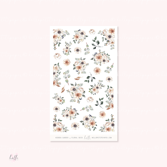 Hidden garden - floral deco, planner stickers