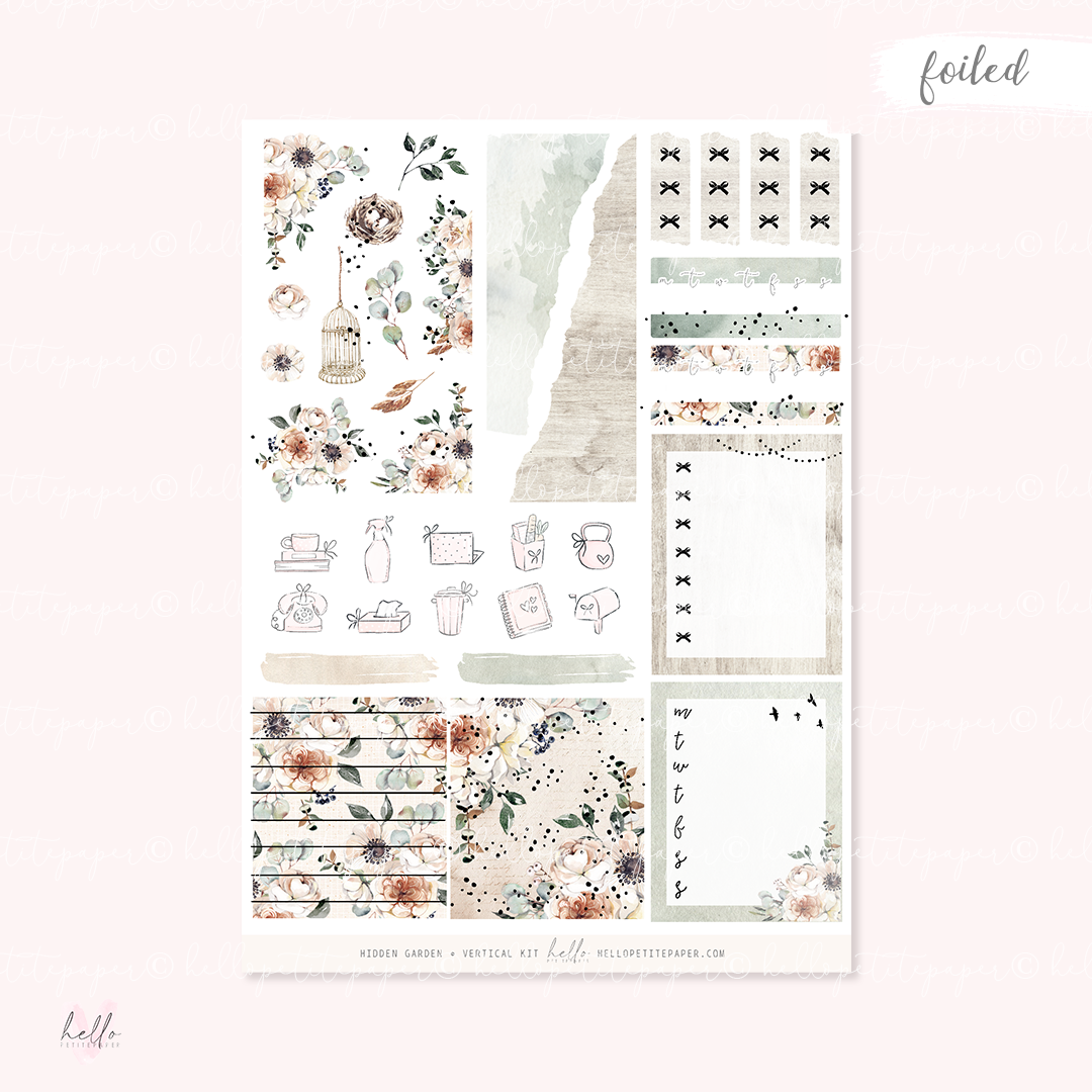 Hidden garden -  FOILED KIT - premium matte paper