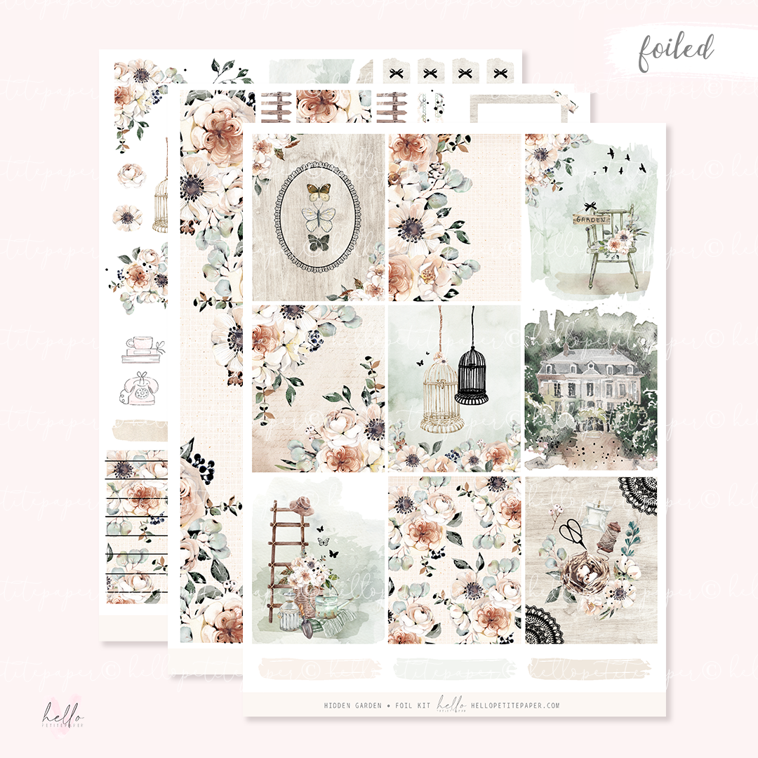 Hidden garden -  FOILED KIT - premium matte paper