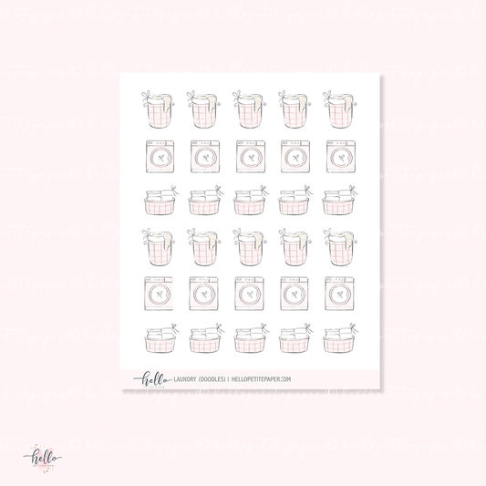 Doodle icons (LAUNDRY)  -  hand-drawn planner stickers