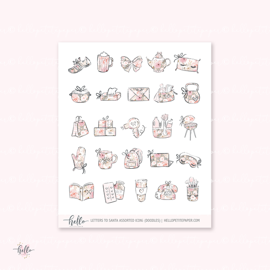 Doodle icons (LETTERS TO SANTA) - planner stickers