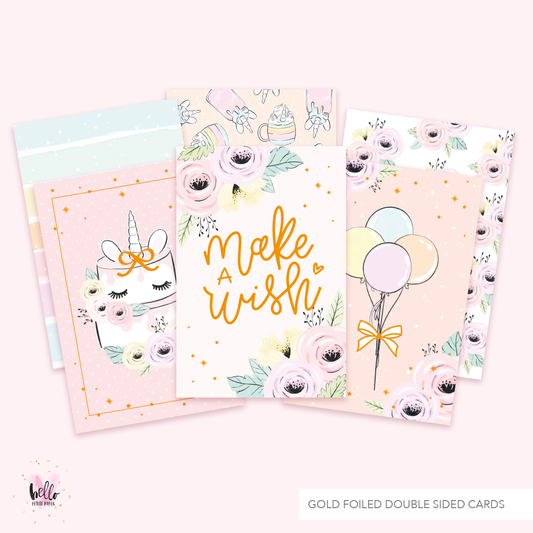 3 Gold Foil Cards - Make a Wish