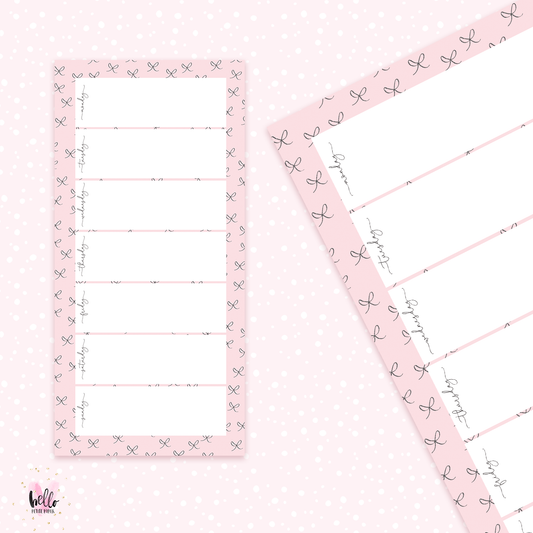 Long List Notepad - Bows